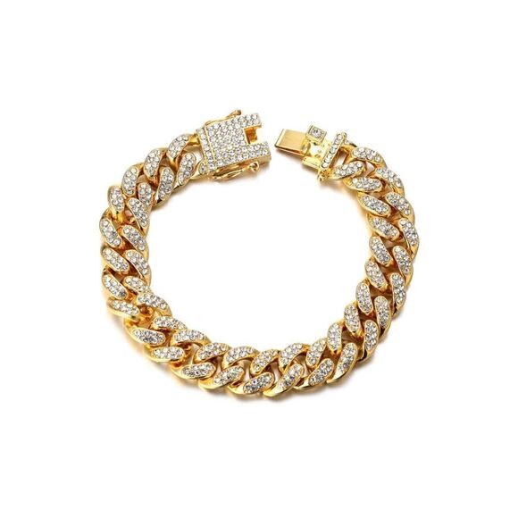 18k Gold Plated Watch and Cuban Link Set - Picture 3 of 4